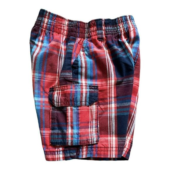 GARANIMALS plaid pull-up shorts elastic waist side/cargo pockets button Boy 2T - Picture 5 of 10